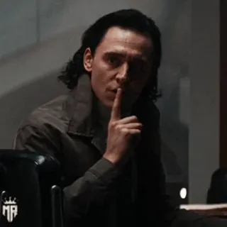 🧊 Loki Loki, Marvel, finger to lips, shhh, Tom Hiddleston telegram sticker