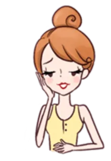 🙇 mulher, desenho animado, entediada, coque, camiseta regata telegram sticker