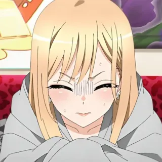🥟 anime, girl, blonde, sweating, embarrassed, sad telegram sticker