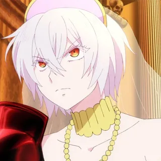 🩸 anime, character, red eyes, skull, necklace whatsapp sticker