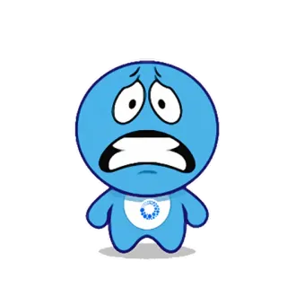 😱 adesivo, cartone animato, personaggio blu, preoccupato, illustrazione, mascotte telegram sticker