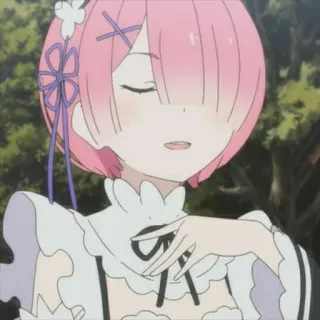🍓 Ram Re:Zero anime, lindo, pelo rosa, Ram, Re:Zero whatsapp sticker