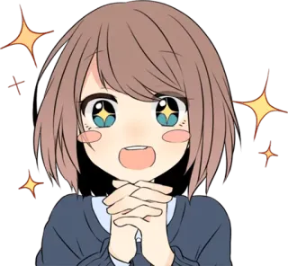 ✨ Anime Mädchen, Kawaii, Süß, Funkelnd, Aufgeregt whatsapp sticker