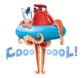 😀 Hank Finding Dory Coooool! タコ, ディズニー, ピクサー, クール, 海の生き物 telegram sticker
