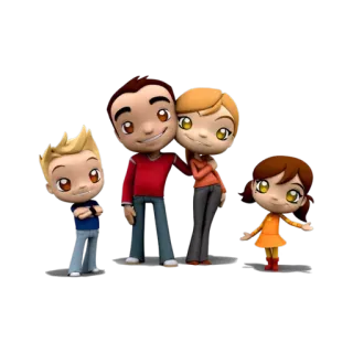 👨 семья, мультфильм, персонажи, анимация, отец, мать, сын, дочь telegram sticker