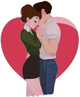 💑 пара, любовь, романтика, сердце, объятие, мультфильм, привязанность, отношения telegram sticker