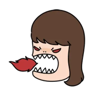 🐼 生气, 火, 愤怒, 卡通, 角色, 嘴, 恶魔, 邪恶 telegram sticker
