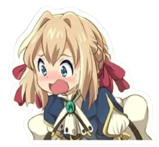 😳 Violet Evergarden Аниме, Румянец, Удивление, Девушка, Чиби telegram sticker