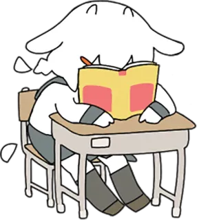 😪 anime, student, reading, school, character, desk, book, kawaii whatsapp sticker