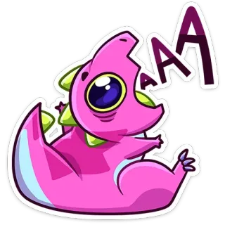 😮 AAA dinosaure, mignon, rose, dessin animé, animal, reptile, AAA telegram sticker