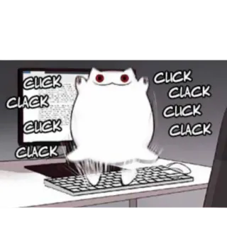 ⌨ CLICK CLACK CLICK CLACK CLICK CLACK CLICK CLACK kot, pisanie, klawiatura, komputer, mem, internet telegram sticker