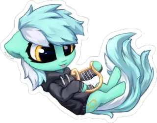 😋 Poney, Dessin animé, Mignon, Animal, Autocollant, Lyre, Musique telegram sticker