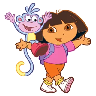 😀 Dora Dora the Explorer โดร่า, บู๊ทส์, การ์ตูน, นักสำรวจ, ลิง, นิคเคิลโอเดียน, เด็ก telegram sticker