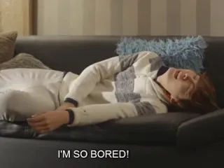 😣 I'M SO BORED! bored, lazy, couch, lying down, sleepy telegram sticker
