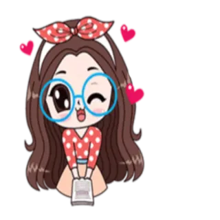 📰 Desenho animado, Menina, Corações, Fofo, Kawaii, Anime telegram sticker