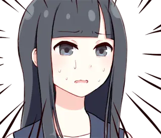 😥 อนิเมะ, ผู้หญิง, ประหม่า, เหงื่อ, กังวล, สับสน telegram sticker