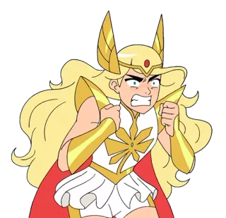 😡 She-Ra cartoon, character, blonde, animated telegram sticker