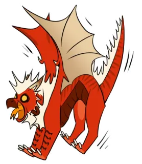 😨 มังกร, โกรธ, แฟนตาซี, สัตว์ประหลาด, สีแดง, การ์ตูน telegram sticker