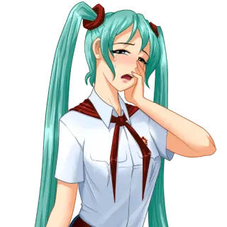 😢 Hatsune Miku anime, chorando, estudante, Hatsune Miku, Vocaloid, emocional telegram sticker