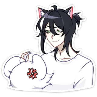 🙂 аниме, кошачьи ушки, злой, ухмыляющийся telegram sticker