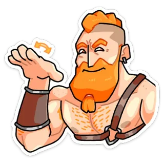 🙁 Mann, männlich, rothaarig, Figur, Cartoon, orange Haare, Brust telegram sticker