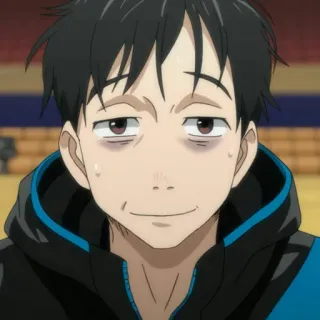 🍸 аниме, персонаж, мужчина, Yuri on Ice, уставший, измученный telegram sticker