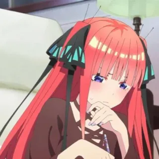 🍷 Nino Nakano The Quintessential Quintuplets Anime, Garota, cabelo ruivo, fofa, Nino Nakano, The Quintessential Quintuplets whatsapp sticker