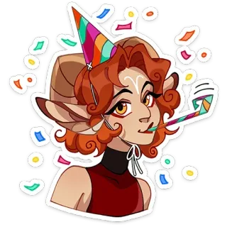 🥳 ปาร์ตี้, ฉลอง, หมวก, กระดาษสี, การ์ตูน, แฟนตาซี telegram sticker