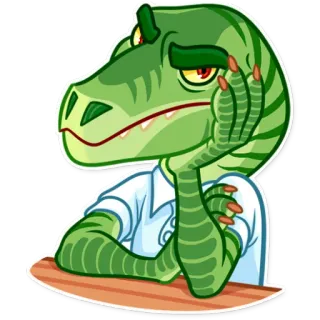 😒 dinosaur, reptile, thinking, bored, cartoon telegram sticker