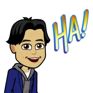 😎 HA! dessin animé, avatar, ha, rire, drôle, emoji, bitmoji telegram sticker