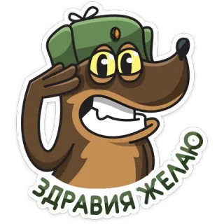 👋 ЗДРАВИЯ ЖЕЛАЮ animal, cartoon, salute, military, russian telegram sticker