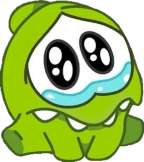 😢 Om Nom Cut the Rope Cartone animato, Verde, Carino, Triste, Lacrimoso telegram sticker