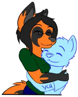 ❤ YCH Furry, Umarmung, Cartoon, Tier, Süß telegram sticker