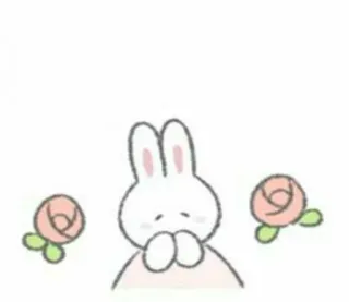 🤍 conejo, conejo, lindo, flores, kawaii, animal, dibujos animados telegram sticker