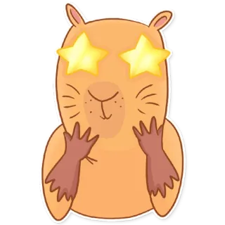 🤩 kartun, hewan, kapibara, bintang, imut, lucu telegram sticker