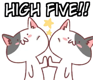 ✋ HIGH FIVE!! Tos, Kucing, Perayaan, Ramah, Positif whatsapp sticker