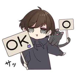 🌚 OK
サッ Anime, Ragazzo, Gatto, Segnale, OK telegram sticker