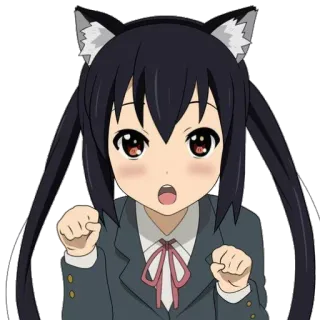 😺 Azusa Nakano K-On! Anime, Niedlich, Manga, Katzenohren, K-On, Azusa Nakano, Charakter, Kawaii whatsapp sticker