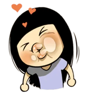 ❤ cartoon, girl, cute, blushing, happy, love, hearts, emoji telegram sticker