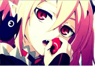 😶 Anime, Vampir, rote Augen, süß, Mädchen telegram sticker