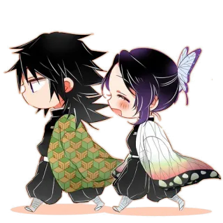 🦋 Giyu Tomioka and Shinobu Kocho Demon Slayer Anime, Demon Slayer, Giyu Tomioka, Shinobu Kocho, Chibi, Mignon, Manga telegram sticker