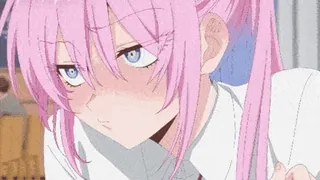 ๐ anime, cewek, rambut pink, tersipu, imut, seragam sekolah whatsapp sticker