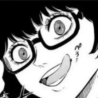 🧪 ぺろ Anime, Manga, Vrouw, Bril, Gek, Expressie whatsapp sticker