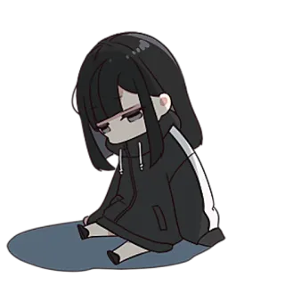 😔 Anime, Chica, Triste, Emo, Chibi, Personaje whatsapp sticker