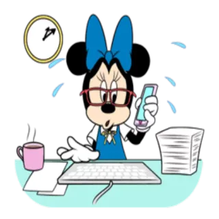 😰 Minnie Mouse Minnie Mouse, work, busy, office, cartoon whatsapp sticker