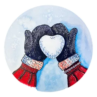 ❤️ invierno, nieve, corazón, guantes, amor, bola de nieve, frío whatsapp sticker