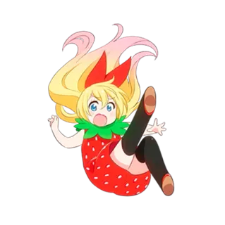 💛 애니메이션, 딸기, 귀여운, 소녀, 카와이, 만화, 캐릭터 telegram sticker