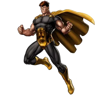 👊 superhero, comic book, flying, character, man, illustration, gold telegram sticker