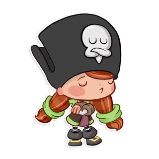 😒 Pirat, Cartoon, Mädchen, Hut, Schädel, süß whatsapp sticker