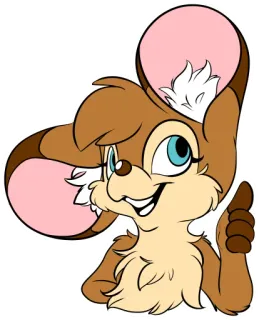 👍 dessin animé, animal, souris, mignon, pouce levé, positif, poilu, illustration telegram sticker